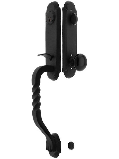 San Carlos Grip Wrought Steel Tubular Handleset With Madison Black Knob in Matte Black.